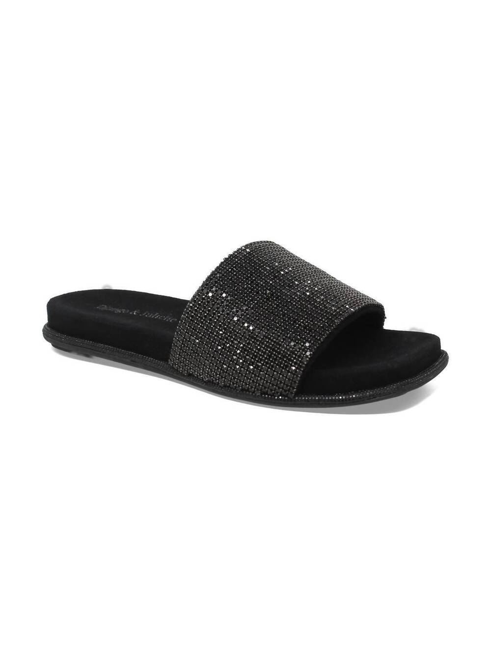 NEW DJANGO & JULIETTE women's yatin slippers in black suede-jewels